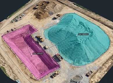 Calcul de volumes de déblais et remblais sur un chantier de terrassement